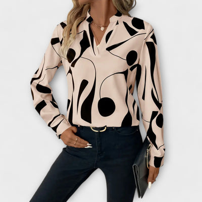 Blusa Elegante de Manga Larga con Escote en V