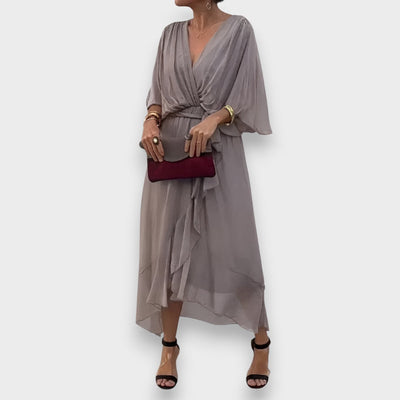 Monica -  Vestido de gasa con escote en V